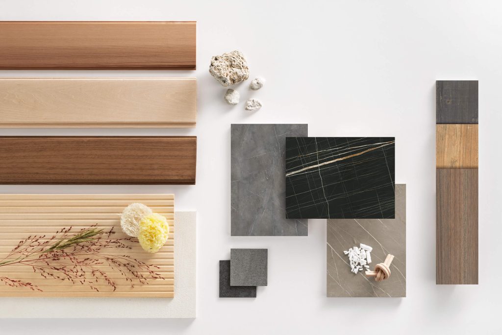 Moodboard materiali e finiture wellness di Sauna Vita