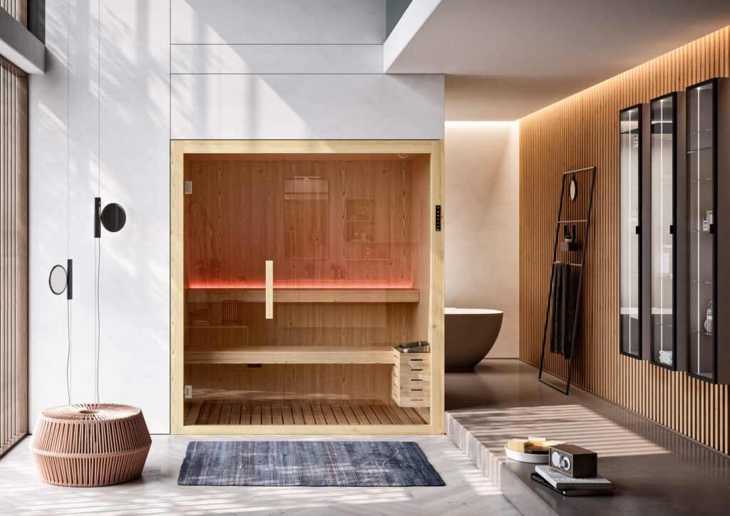 Sauna per la casa Kyra di Sauna Vita in abete nodato