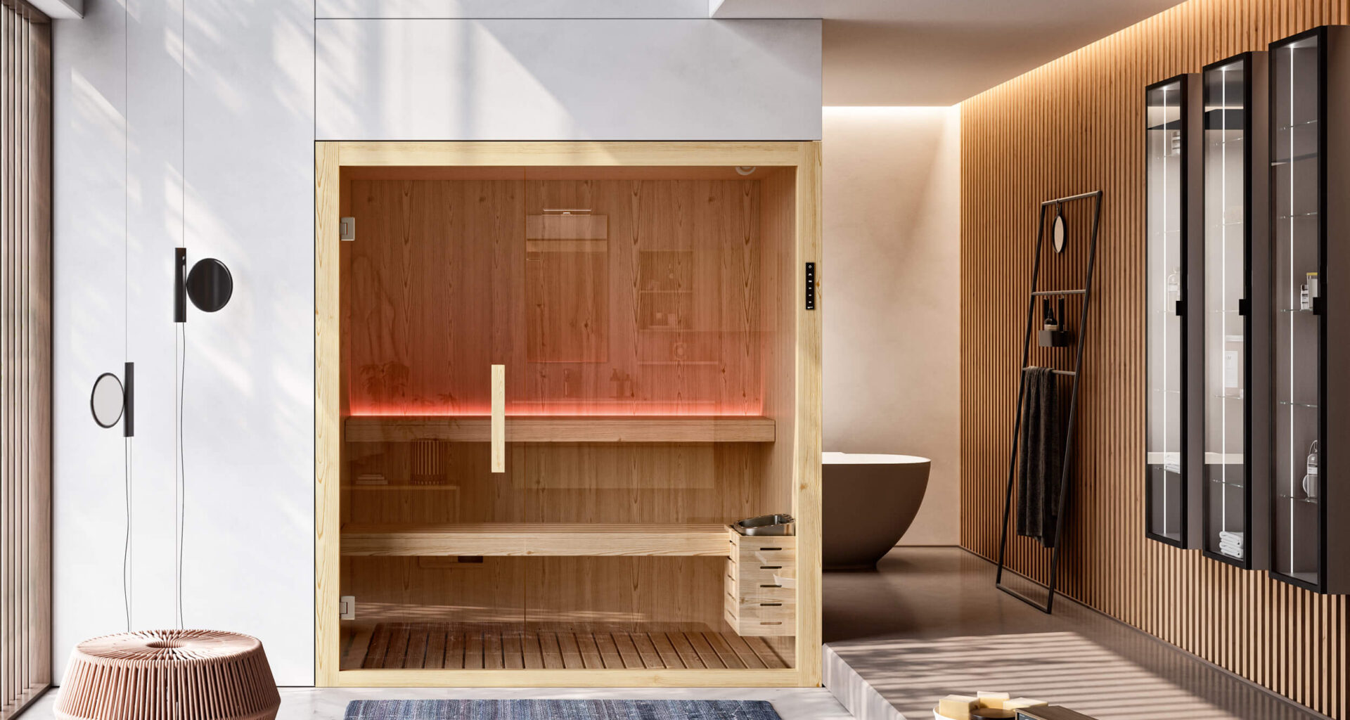 Sauna per la casa Kyra di Sauna Vita in abete nodato